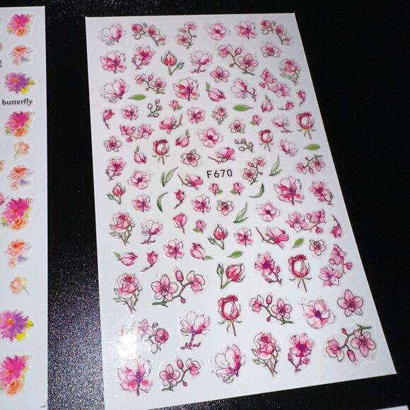 Pink Nail Art Stickers! Spring Summer Flower Designs - Picture 5 of 5